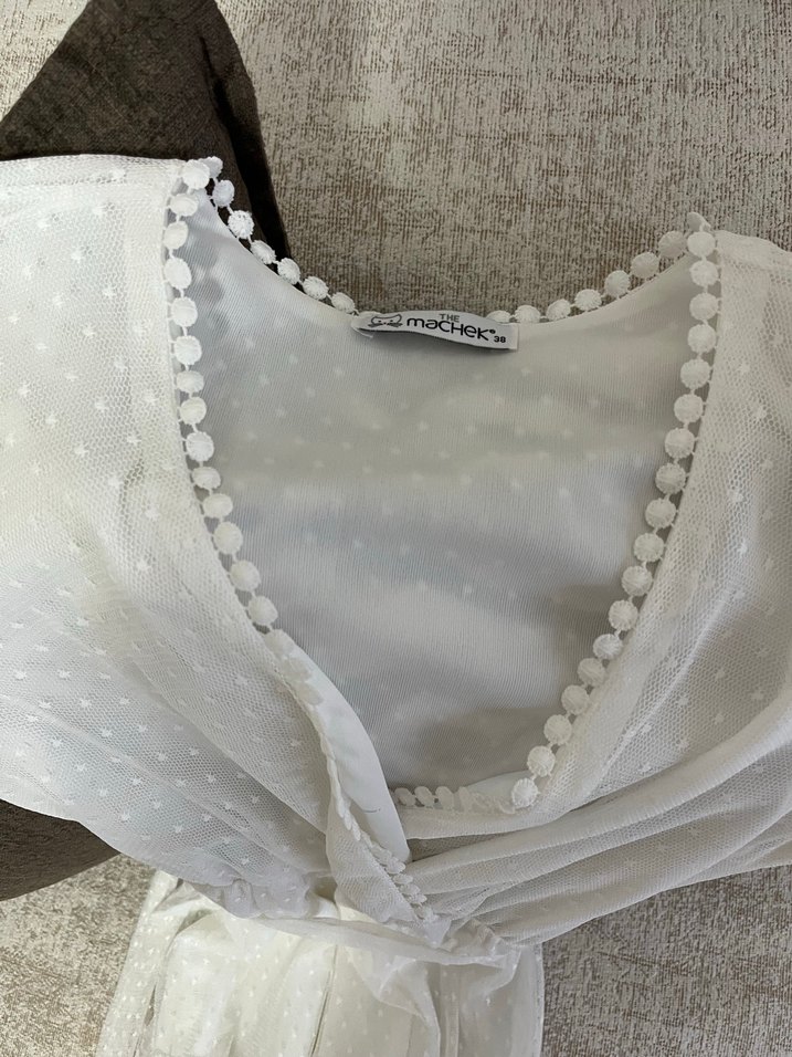 Bohem Tarz mini Beyaz Nakışlı Kadın Elbise - Görsel 3