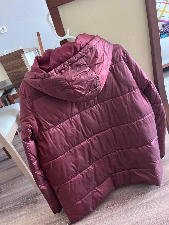 Bordo Fermuarlı Kadın Kışlık Mont - Görsel 2