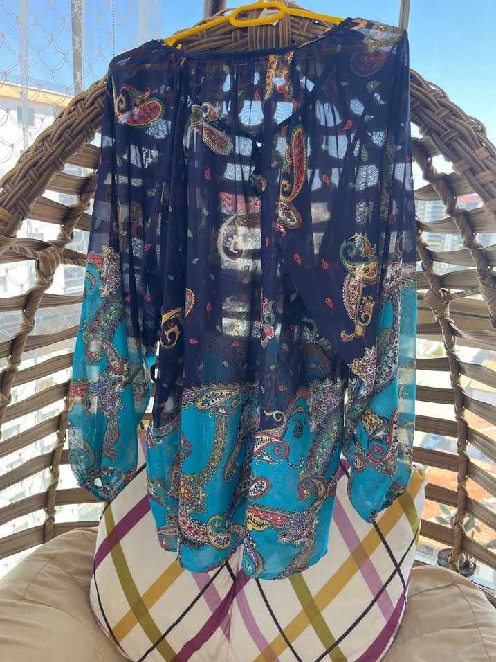 Uzun Kollu, Bol Kesim, Bohem Kadın Bluz - Görsel 2