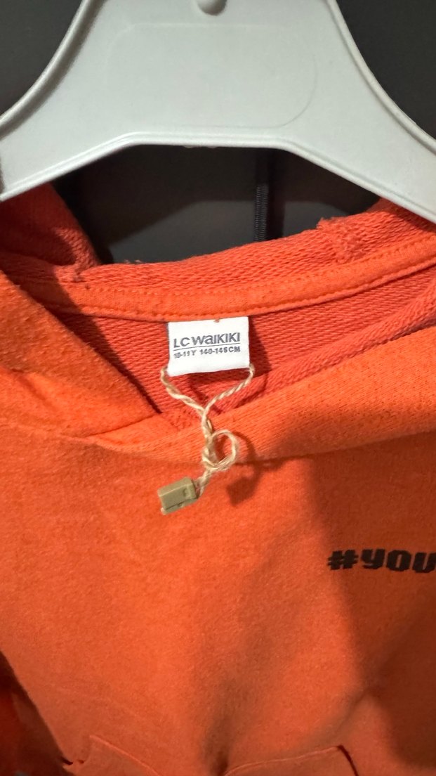 Turuncu Kapüşonlu Erkek Sweatshirt - Görsel 2