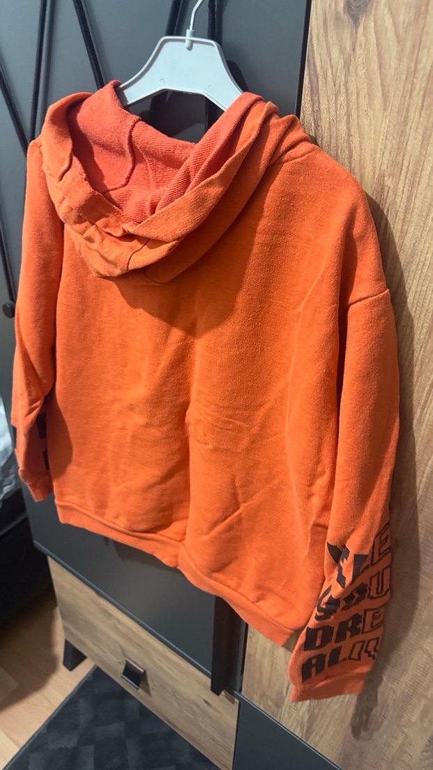 Turuncu Kapüşonlu Erkek Sweatshirt - Görsel 3