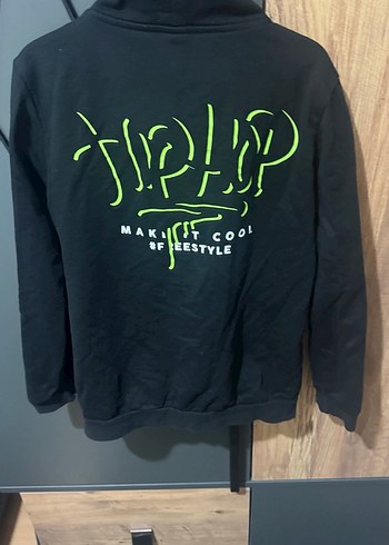 Fermuarlı Siyah Baskılı Kadın Ceket - Görsel 3