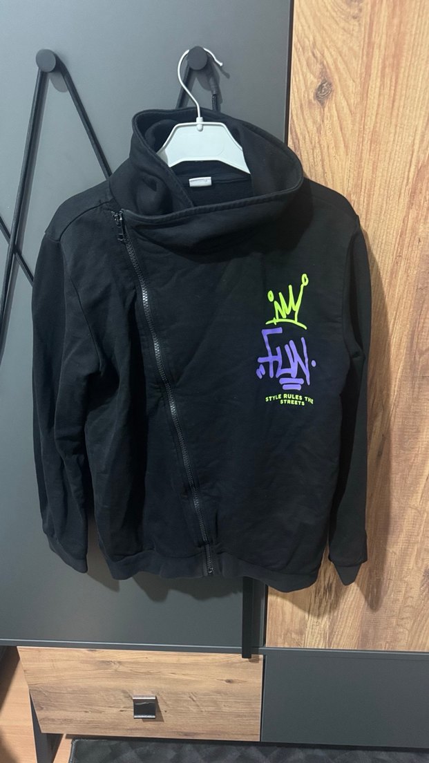 Fermuarlı Siyah Baskılı Kadın Ceket - Görsel 2