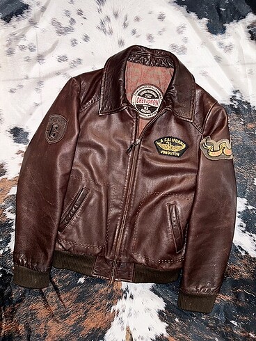 s Beden Vintage Chevignon Custom Deri Ceket