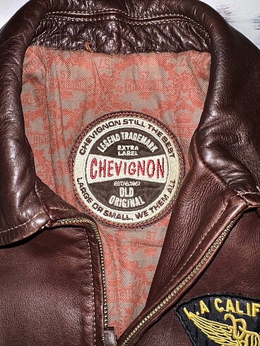 s Beden kahverengi Renk Vintage Chevignon Custom Deri Ceket