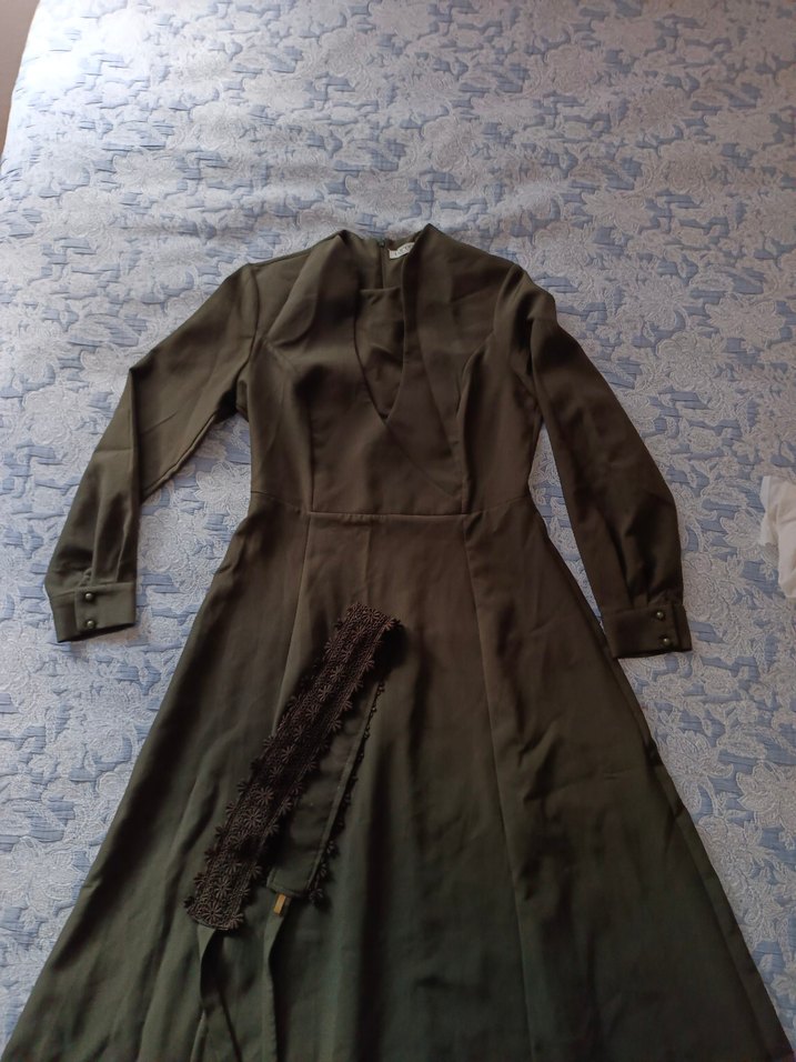 Haki Uzun Kollu  Elbise - Görsel 2