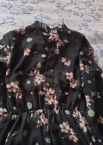 Siyah Çiçek Desenli Uzun Elbise - Görsel 5