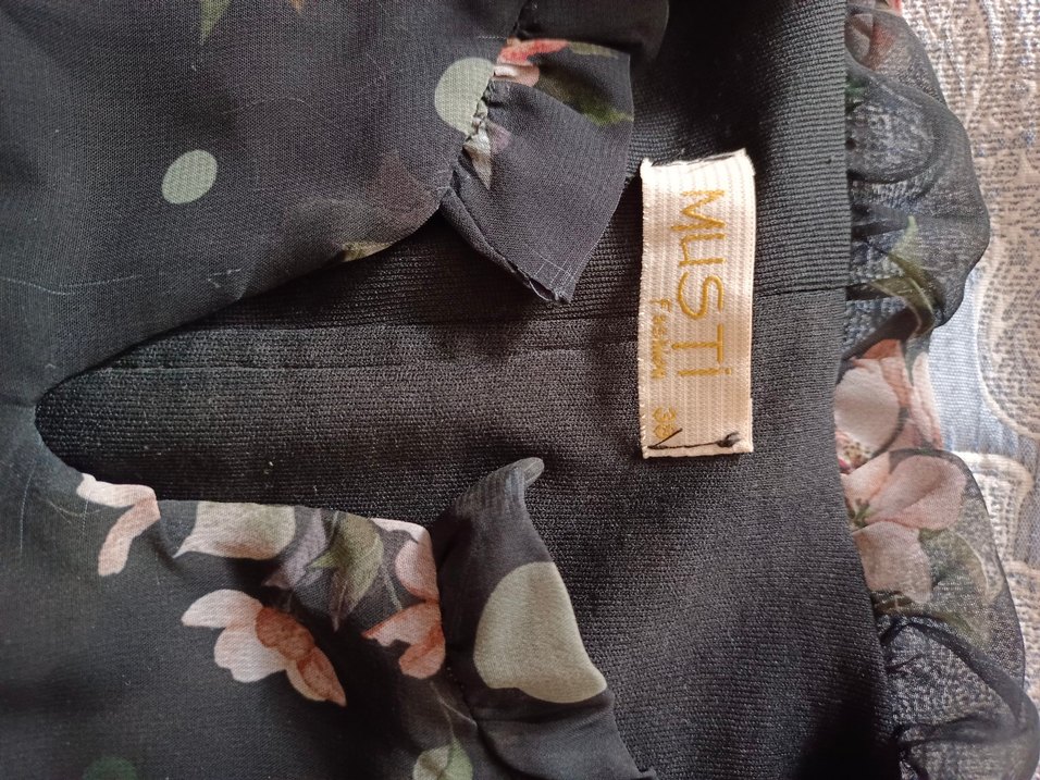 Siyah Çiçek Desenli Uzun Elbise - Görsel 3