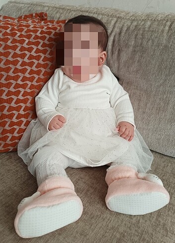 3-6 Ay Beden beyaz Renk Bebek elbise
