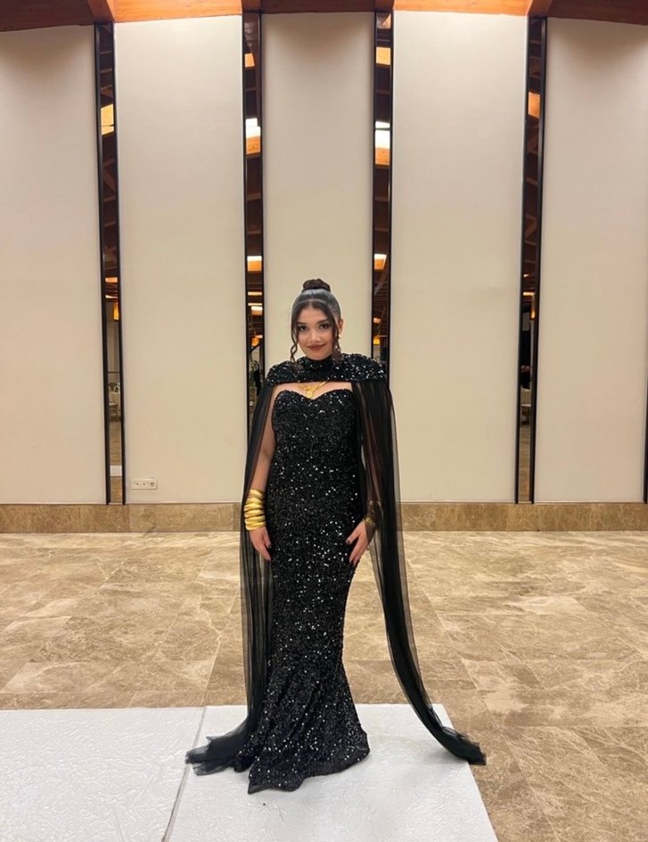 Siyah Drapeli Straplez Uzun Abiye - Görsel 3