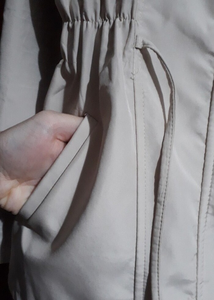 Krem rengi trençkot - Görsel 4