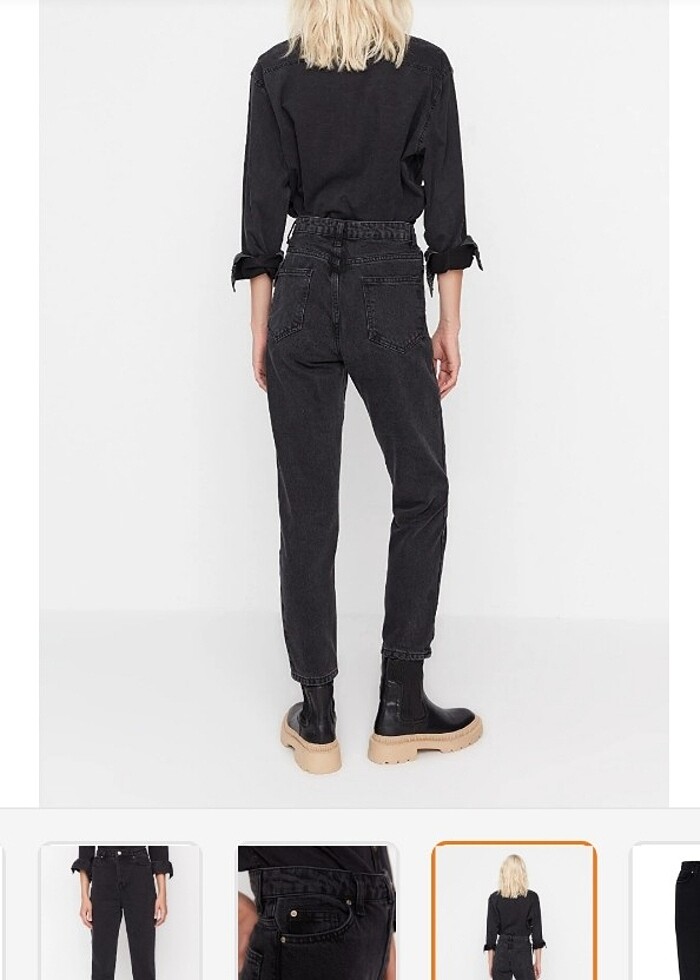 Trendyolmilla Siyah Yüksek Bel Mom Jeans - Görsel 2