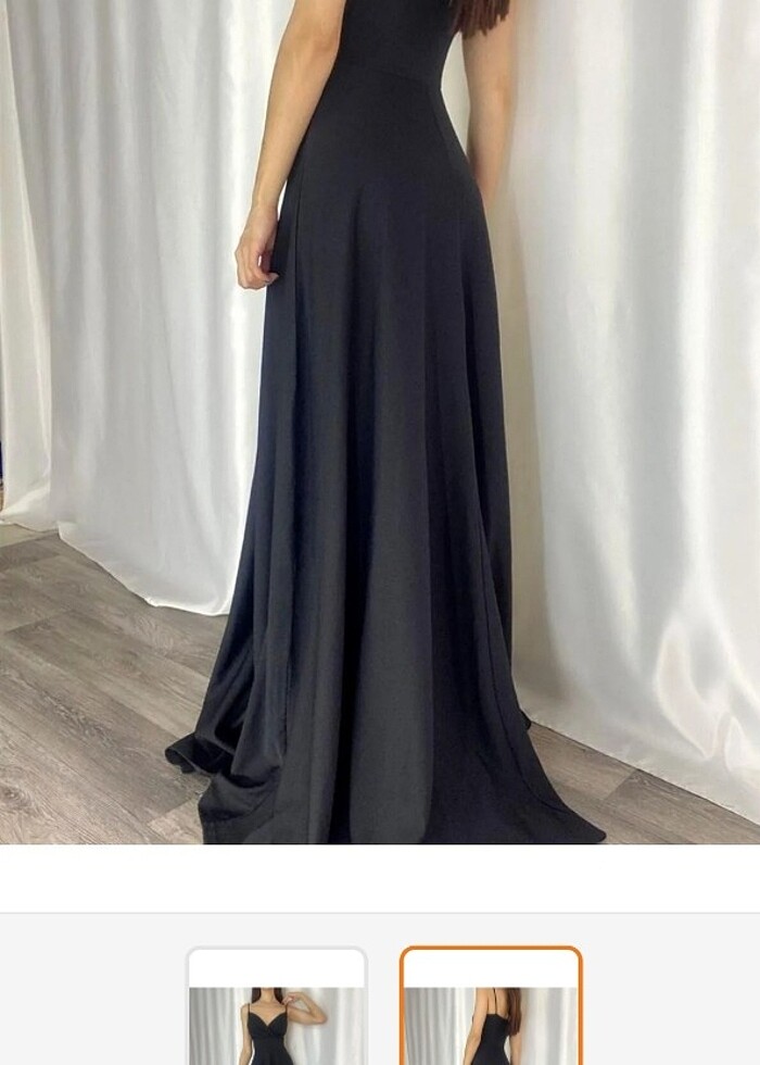 Siyah uzun elbise - Görsel 3