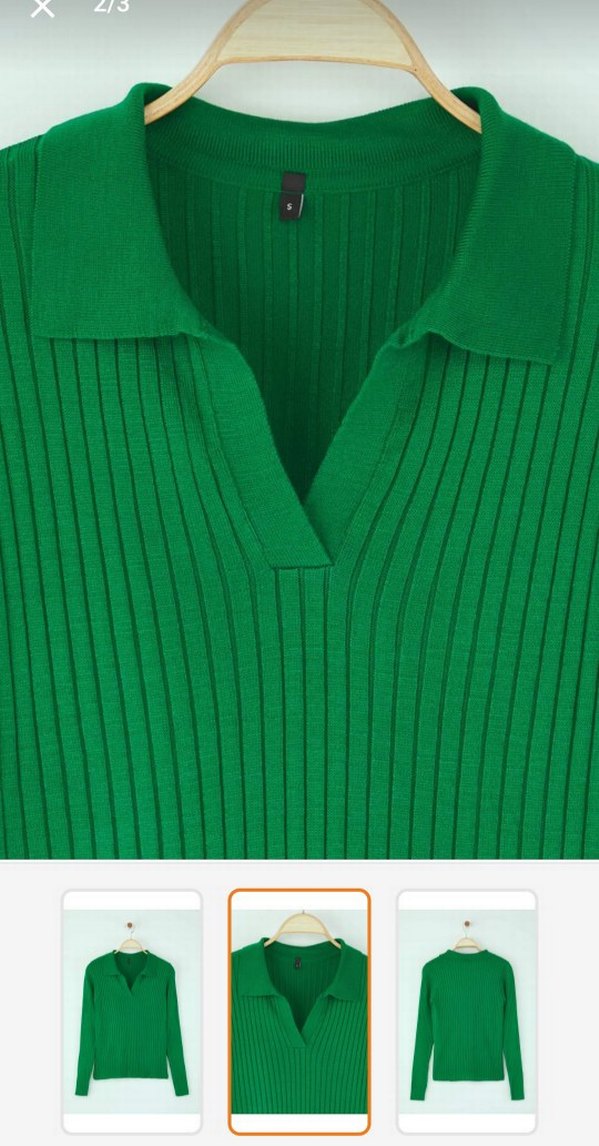 Yeşil V Yaka Kadın Triko Kazak - Görsel 3