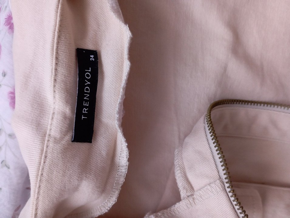 Bej Pamuklu Kolsuz Rahat Kesim Ceket - Görsel 4