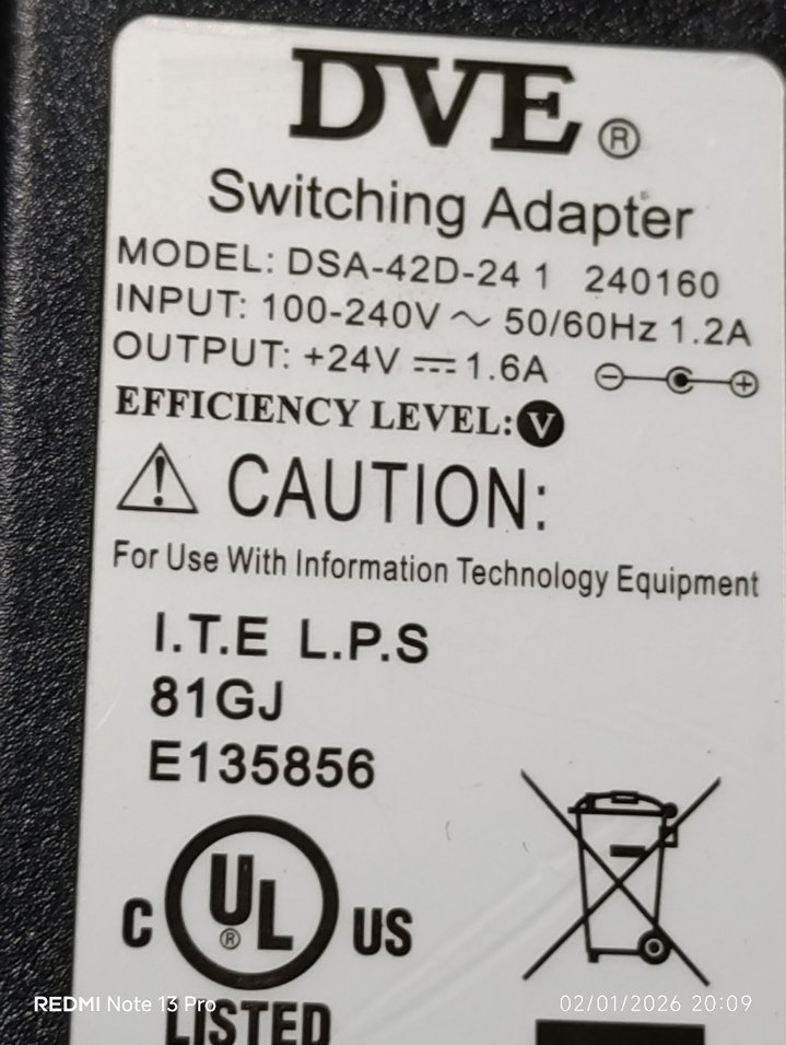 DVE Güç Adaptörü 24V 1.6A - Görsel 2