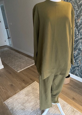 Kadın Haki Uzun Kollu Rahat Kesim Eşofman Takımı - Görsel 6