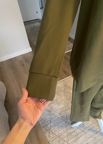 Kadın Haki Uzun Kollu Rahat Kesim Eşofman Takımı - Görsel 7