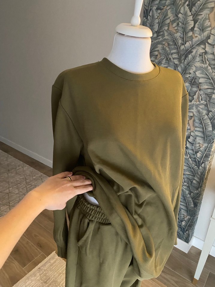 Kadın Haki Uzun Kollu Rahat Kesim Eşofman Takımı - Görsel 5