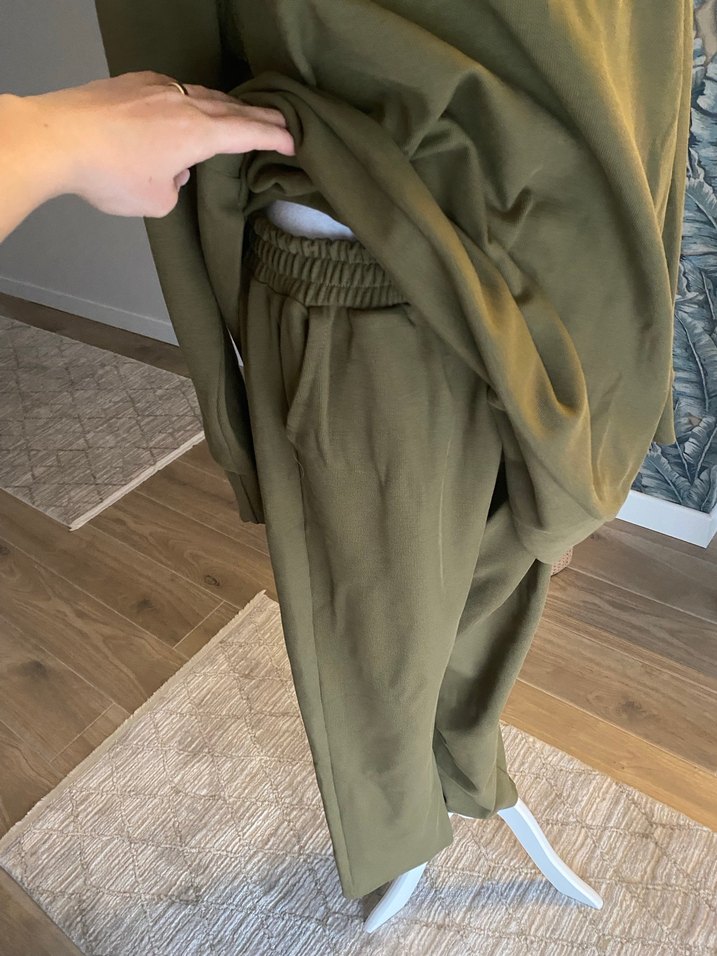 Kadın Haki Uzun Kollu Rahat Kesim Eşofman Takımı - Görsel 4