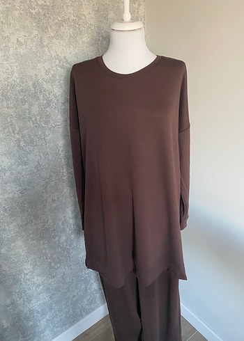 Kadın Kahverengi Uzun Bol Kesim Takım - Görsel 8