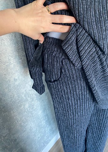 Gri Uzun Triko Kadın Kazak Takım - Görsel 6