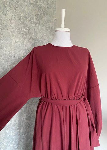 Gül Kurusu Kadın Uzun Salaş Elbise - Görsel 5