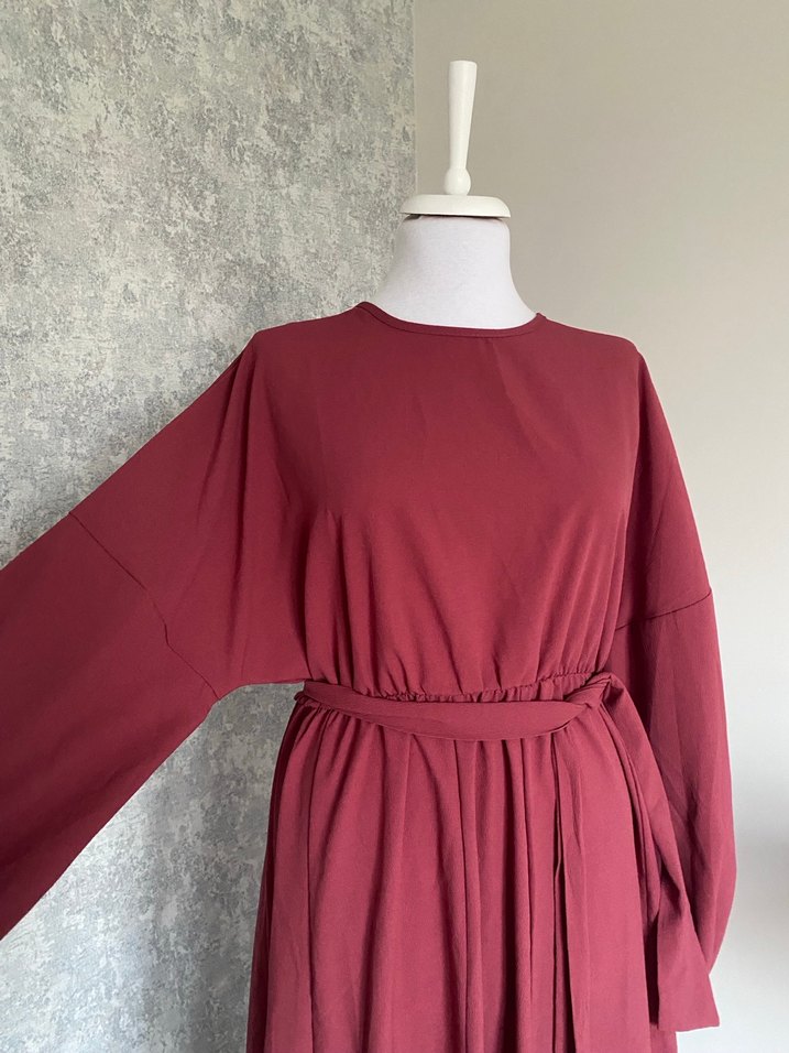 Gül Kurusu Kadın Uzun Salaş Elbise - Görsel 5