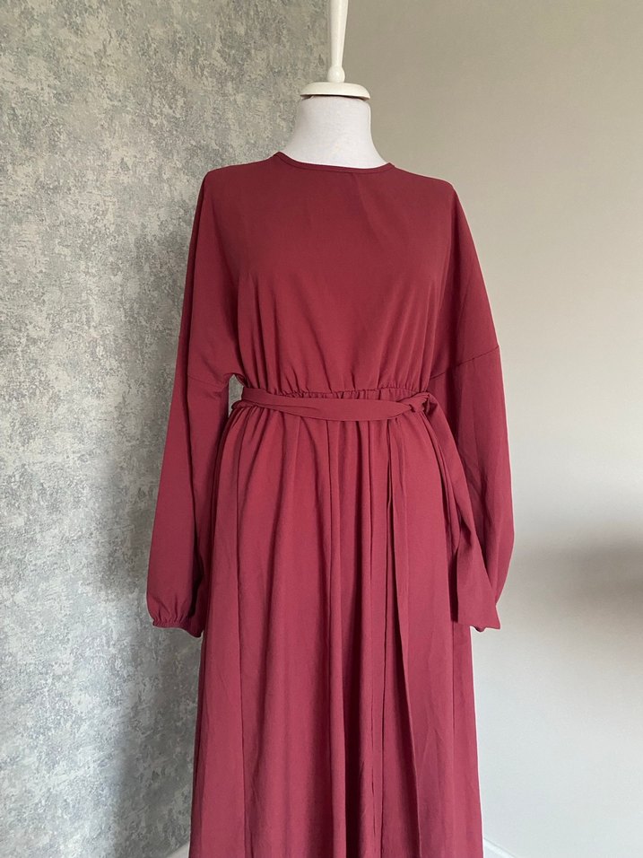 Gül Kurusu Kadın Uzun Salaş Elbise - Görsel 2