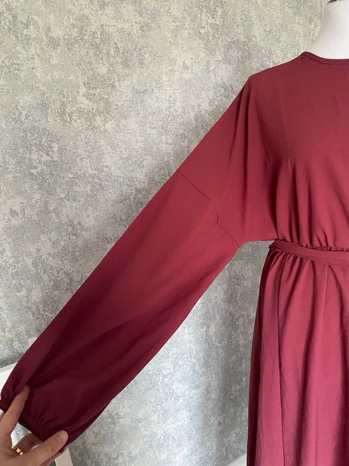 Gül Kurusu Kadın Uzun Salaş Elbise - Görsel 4