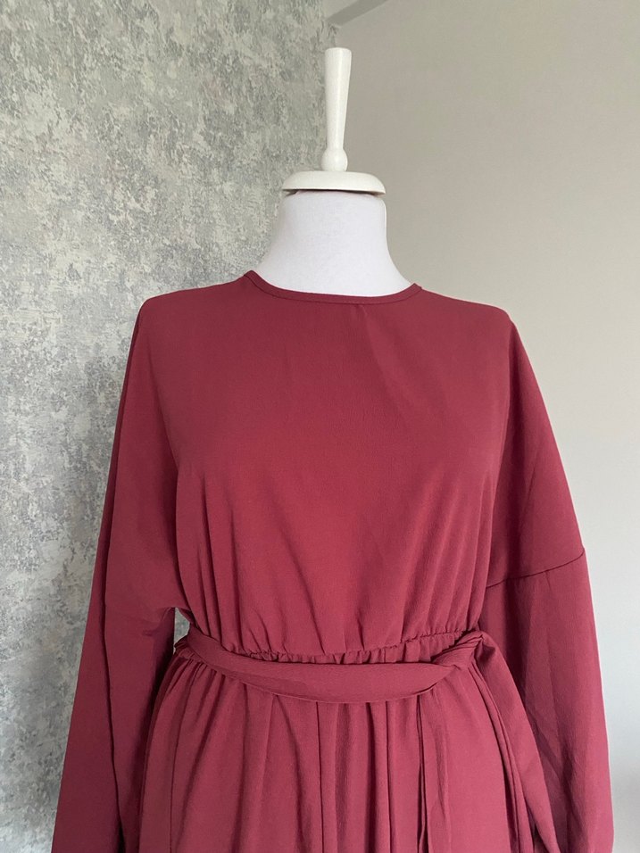 Gül Kurusu Kadın Uzun Salaş Elbise - Görsel 3