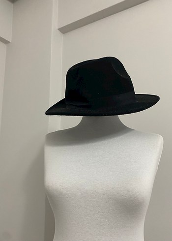 Siyah Süet Kadın Fötr Şapka - Görsel 3