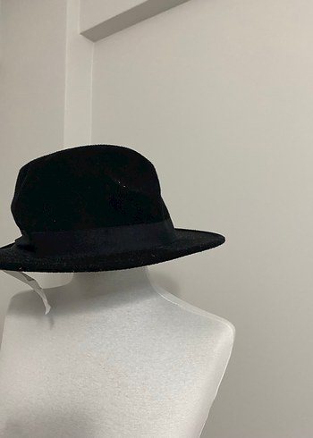 Siyah Süet Kadın Fötr Şapka - Görsel 2