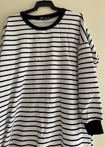 Uzun Kollu Çizgili Kadın Tunik - Görsel 7