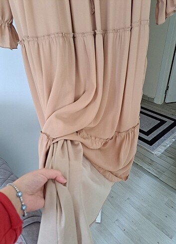 38 Beden camel Renk 38 beden vizon rengi şifon elbise