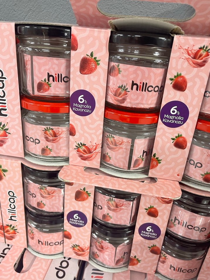 6'lı Renkli Pembe Cam Kavanoz Seti - Görsel 2