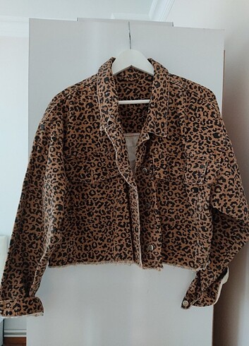 Leopar desenli kot ceket