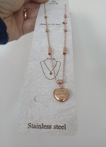 swarovski Stainless steel forever 520 rose celik kolye