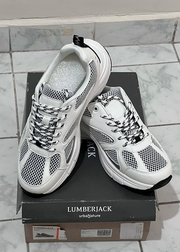 Lumberjack Beyaz Gri Yılan Desenli Bağcıklı Spor Ayakkabı