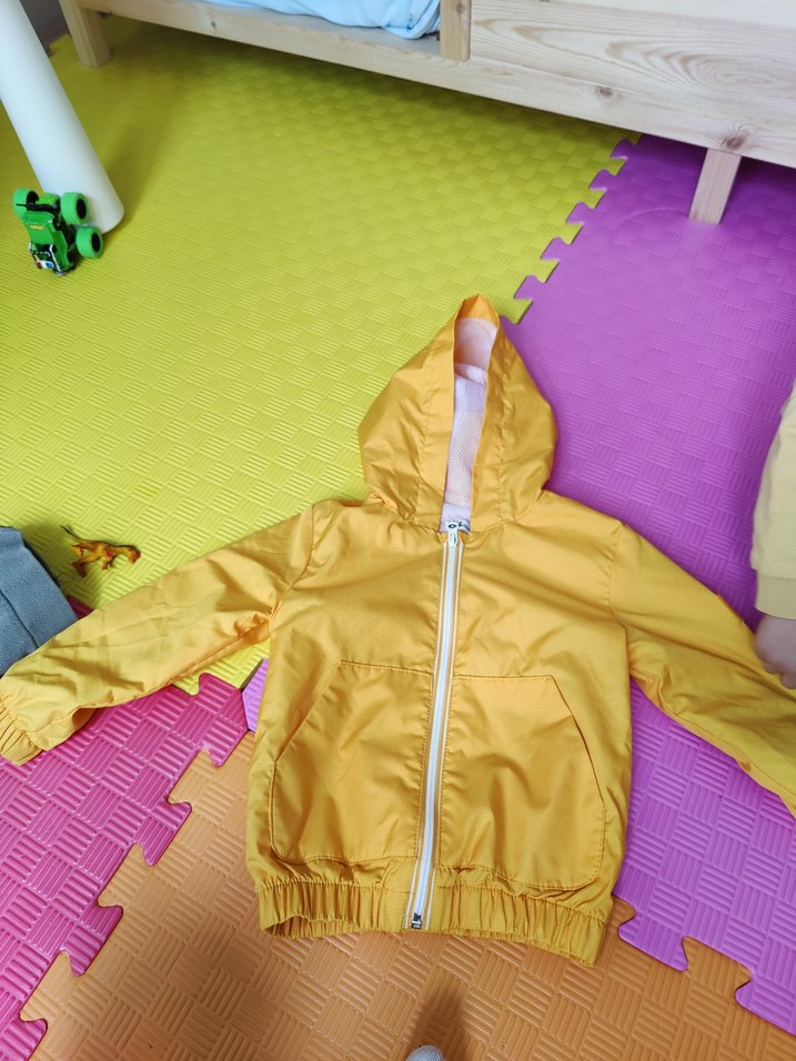 Kapüşonlu Sarı Erkek Çocuk Yağmurluk - Görsel 5