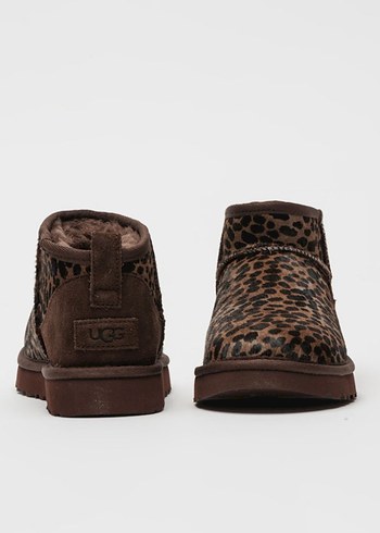 Kürklü Leopar Desenli Kahverengi Kadın Bot - Görsel 2