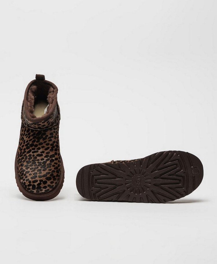 Kürklü Leopar Desenli Kahverengi Kadın Bot - Görsel 5