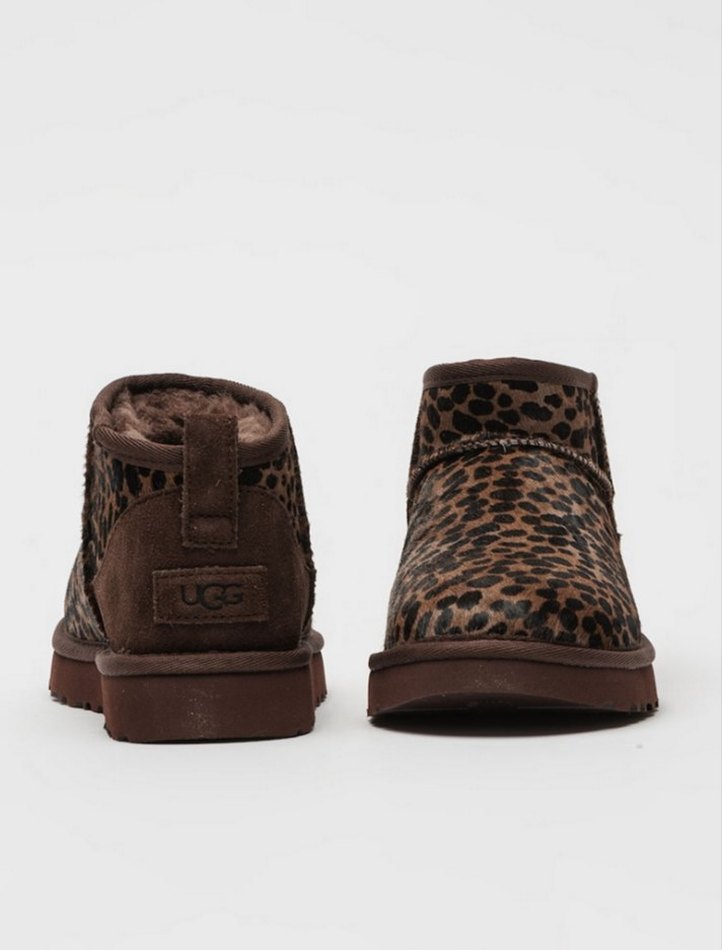 Kürklü Leopar Desenli Kahverengi Kadın Bot - Görsel 2