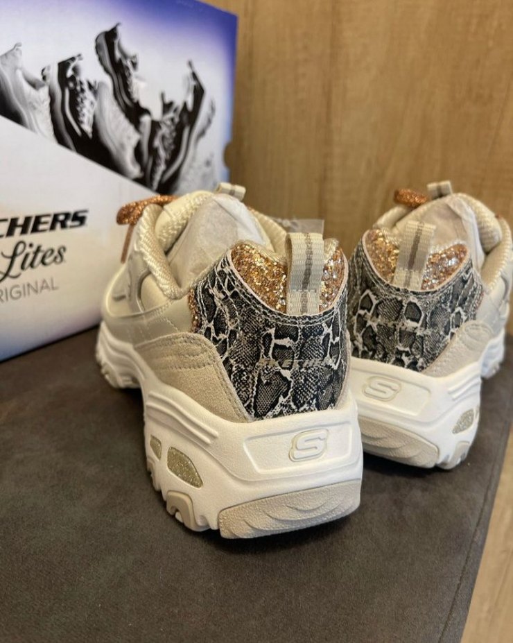 Beyaz Yılan Desenli Platform Spor Ayakkabı - Görsel 5