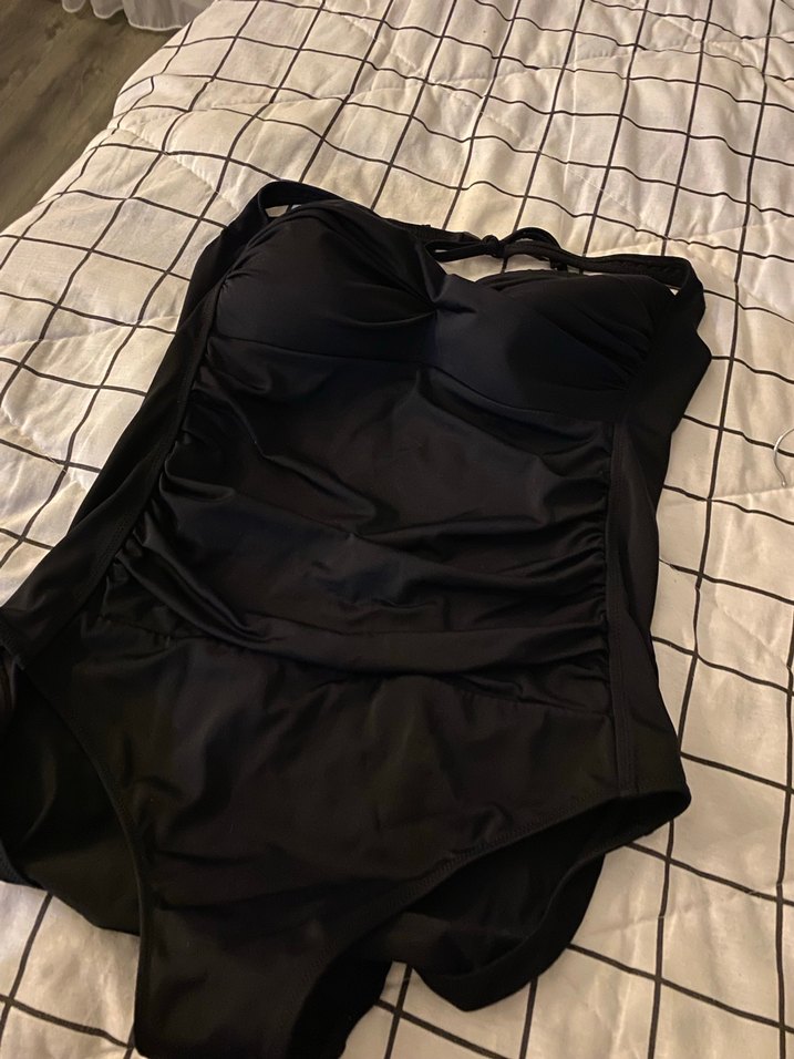 Siyah Strappy Midi Kadın Mayo - Görsel 2