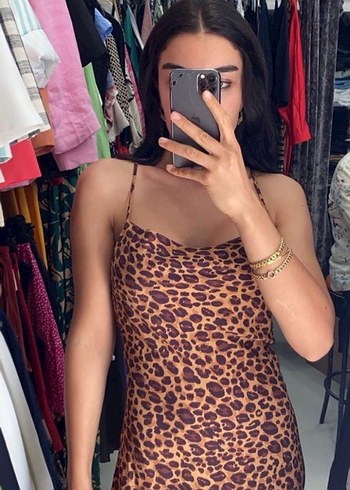 34 Beden Mango leopar elbise