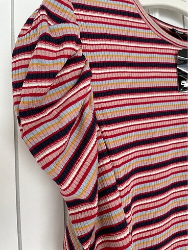 Crop çizgili bluz - Görsel 2