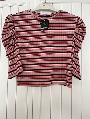 Crop çizgili bluz - Görsel 4