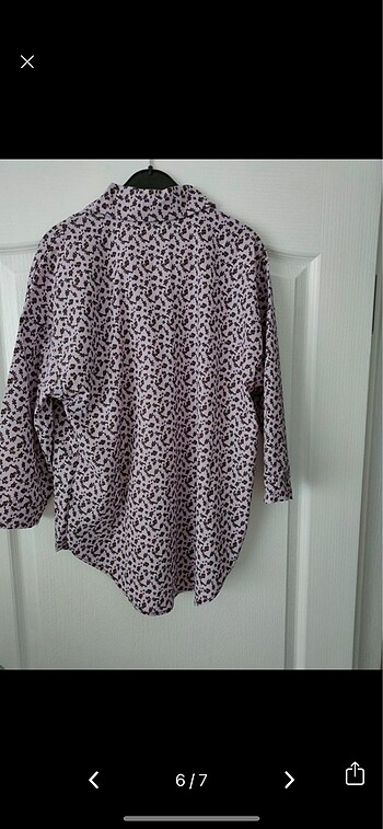 çiçek desenli oversize gömlek - Görsel 5