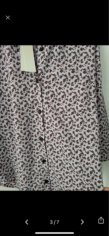 çiçek desenli oversize gömlek - Görsel 3